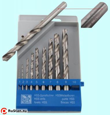 Набор сверл По металлу из 10 шт. (d1,2,3,4,5,6,7,8,9,10мм) вышлиф. Р6М5 в пластмас. футляре (Н1001) "CNIC" фото №1