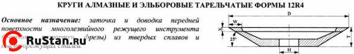 Круг алмазный 12R4 (тарельчатый) 100х3х2х10х32 АС4 160/125 100% В2-01 9,5 карат фото №1