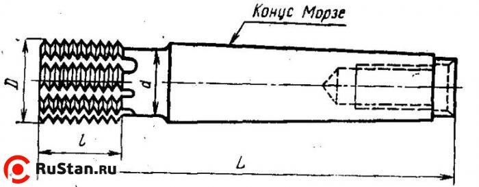 Фреза Резьбовая гребенчатая шаг Р 2,5мм, d32х32х132мм Р6М5  Z=8, хв-к КМ3 фото №1