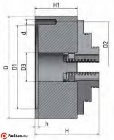 Габаритные и присоединительные размеры четырехкулачковых токарных патронов Optimum с независимым зажатием ø 80 мм фото №2 патрон Optimum диаметром 80 мм фото №2
