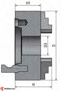 Габаритные размеры четырехкулачковых токарных патронов с центральным зажатием Optimum 315 мм Camlock ASA D1-8" фото №2 Патрон токарный 4-кул. 315 мм Camlock ASA D1-8" фото №2
