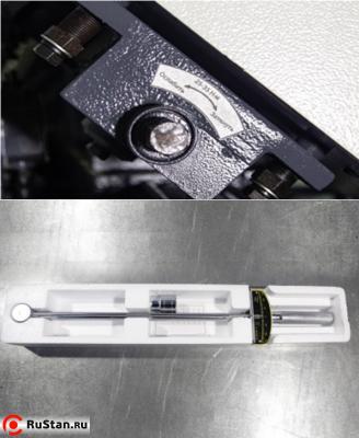 Натяжение пилы осуществляется динамометрическим ключом с тензометром, что позволяет контролировать натяжение полотна и тем самым получать стабильный рез и продлить срок службы полотна. фото №9 METAL MASTER MGH-500Z фото №9